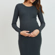 Load image into Gallery viewer, Brushed Ribbed Hacci Maternity Round Neck Dress