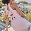 Load image into Gallery viewer, Solid Bodycon Sexy Ribbon Back Tie Detail