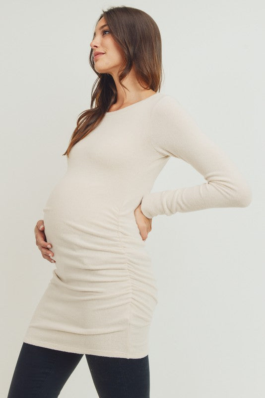 Cashmere-Like Hacci Maternity Long Sleeve Tunic